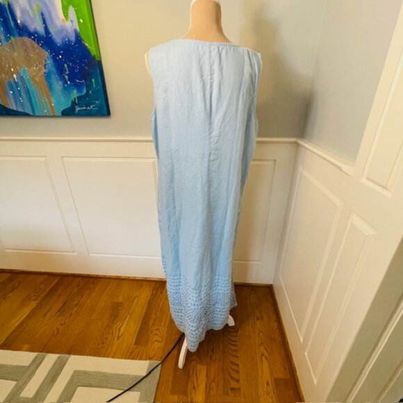 J. Jill Pure Jill Kantha-Stitched Linen Dress In Fresh Air Multi Petite Large - Picture 3 of 8